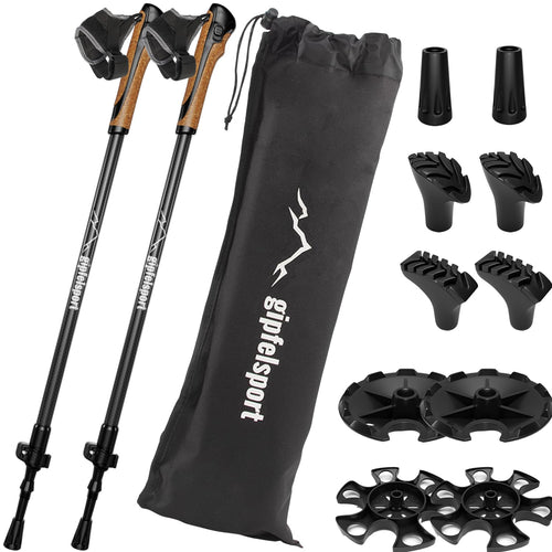 gipfelsport Nordic Walking Stöcke Carbon, verstellbar 77-120 cm, mit Handschlaufen