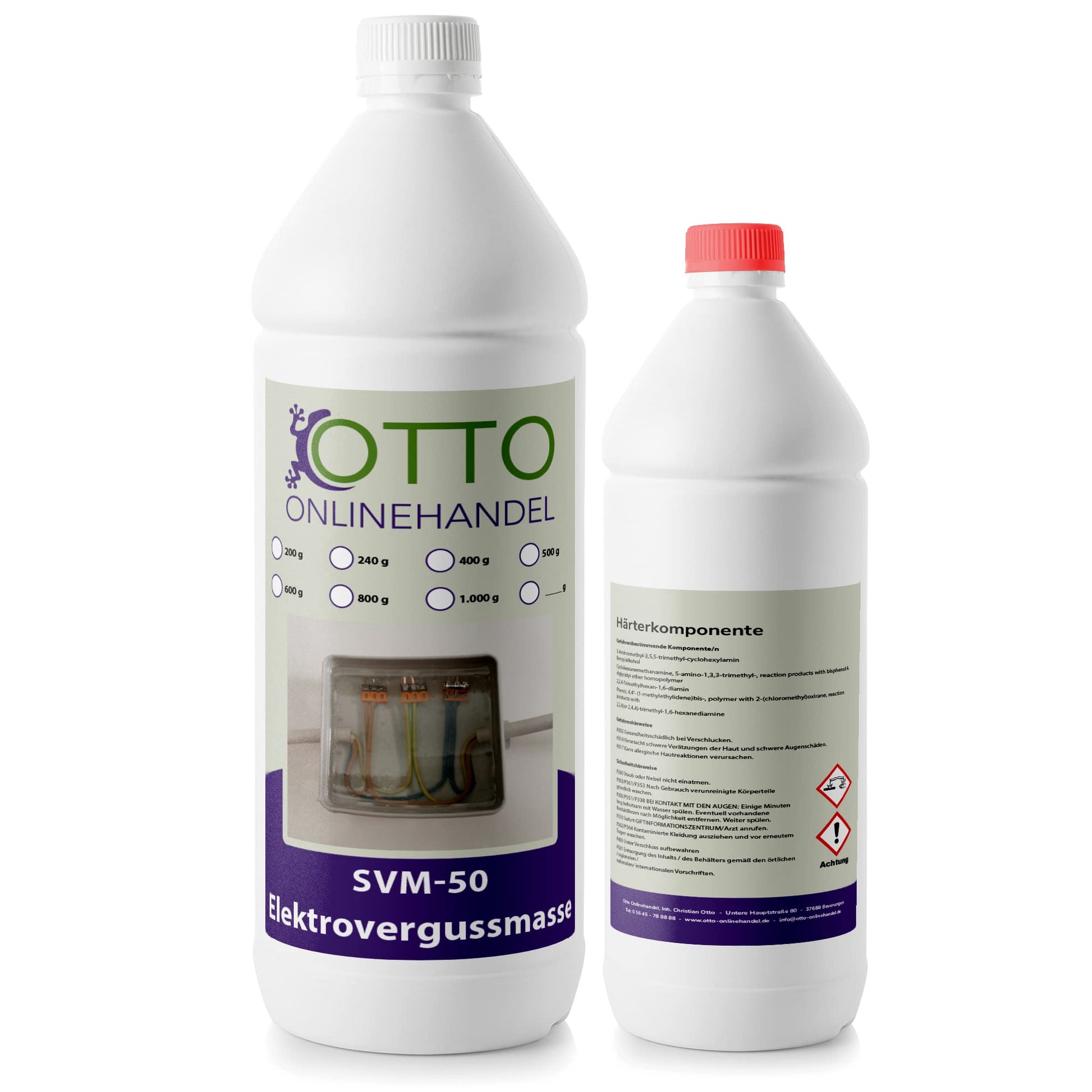 SVM-50 Elektrovergussmasse Epoxidharz, silbergrau. Dient zum wasserdichten Vergießen elektronischer Bauteile.