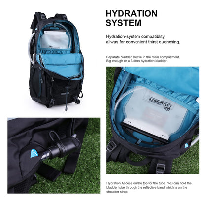 Mountaintop 40L Wanderrucksack mit Regenhülle, Schwarz-Blau