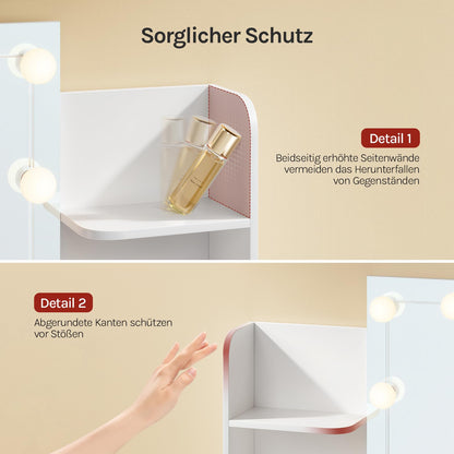 WOLTU Schminktisch Frisiertisch – LED, Weiss, 2 Schubladen