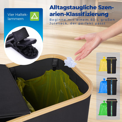 MidingChai Gelber Sack & Pfandflaschen Müllsystem 2-in-1, Schwarz