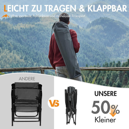 Portal Campingstuhl faltbar mit verstellbarer Rückenlehne bis 160 kg