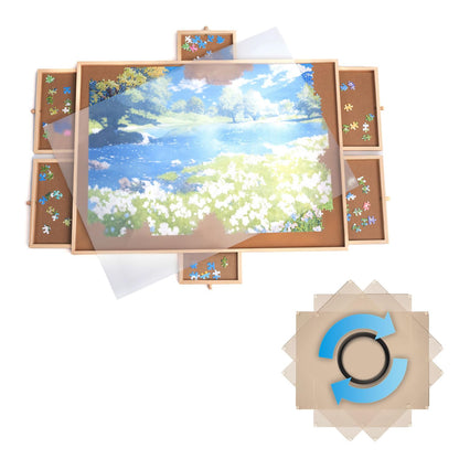FLINQ Puzzleboard drehbar mit 6 Schubladen, Puzzletisch für 1000 Teile
