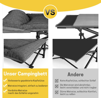 ATORPOK Camping Feldbett klappbar Gästebett – Grau, 200 kg