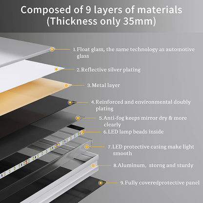 Dripex Badspiegel mit Beleuchtung Led Spiegel mit Touch-Schalter, Dimmbar, 3 Lichtfarbe Einstellbare Badezimmerspiegel mit Beleuchtung, Beschlagfrei 60 x 80 cm