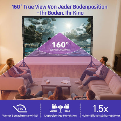 LEORFI Beamer Leinwand mit Stativ 120 Zoll 16:9, tragbar