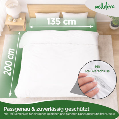 Welldora Milbenbezug Bettdecke 135x200 cm – Encasing für Allergiker