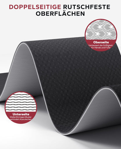 HAPBEAR Yogamatte XXL aus TPE, rutschfest, 183 x 91 cm, 6 mm