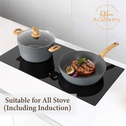 Kitchen Academy Induktion Topfset – 12-teilig Grau Granit