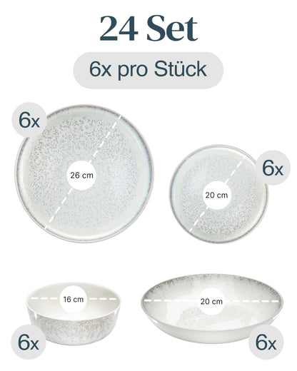 Pure Living Ibiza Steingut Geschirrset 24 tlg. - Beige