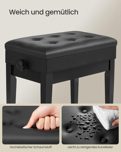 SONGMICS Klavierhocker LPB57H höhenverstellbar, Stauraum - Schwarz