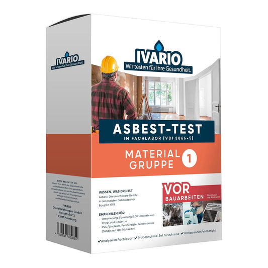 IVARIO Asbest-Test Materialanalyse - inkl. KMF für Baustoffe: Testkit zur Analyse von Asbest und KMF in Baustoffen.
