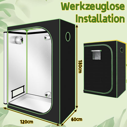 Vigevee Grow Tent Growzelt Growschrank – 120x60x180cm