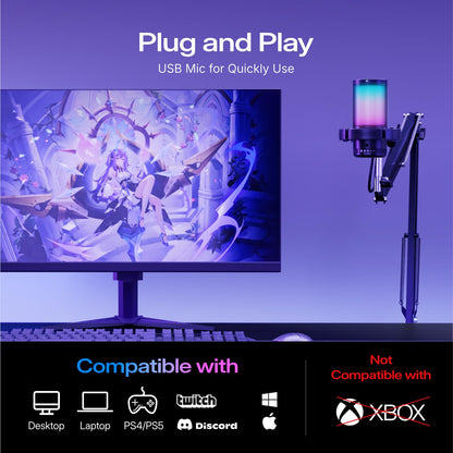 MAONO DGM20S USB Gaming Mikrofon mit Galgenarm und Popfilter