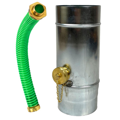 SÜDMETALL Regenwassersammler für Fallrohr - Titanzink 100mm. Zylindrisch, titanzinkfarben. Entnimmt Wasser für Zisterne.