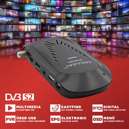 Zehnder HX 2600 Mini Digitaler Sat-Receiver HD mit Aufnahmefunktion