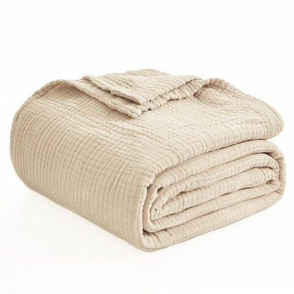 EMME Musselin-Decke Beige, 100% Baumwolle, 152 x 203 cm