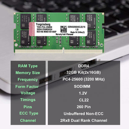 Yongxinsheng DDR4 3200MHz 32GB Kit Laptop Arbeitsspeicher SODIMM