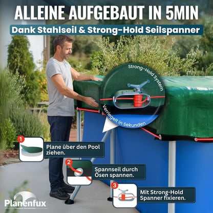 Planenfux Poolabdeckung rechteckig 400x200 cm - Sommer & Winter