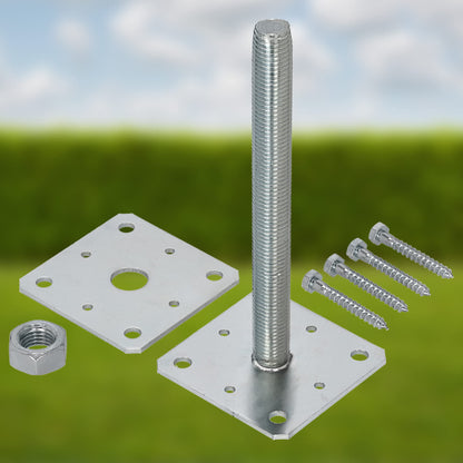 KOTARBAU Pfostenträger Höhenverstellbar M24 – 4er Set 110x110mm Verzinkt