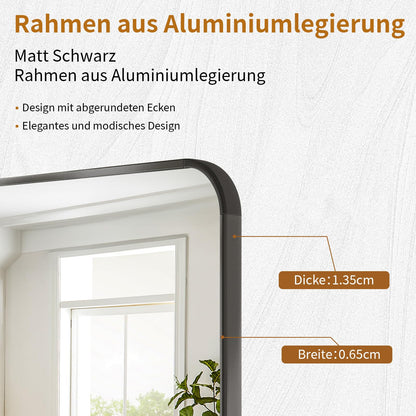 Koonmi Standspiegel Ganzkörper – Abgerundet 53x163 cm Schwarz