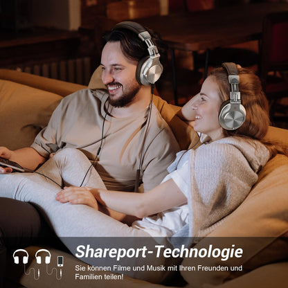 OneOdio A70 Fusion Bluetooth Kopfhörer Over Ear, Silber-Braun