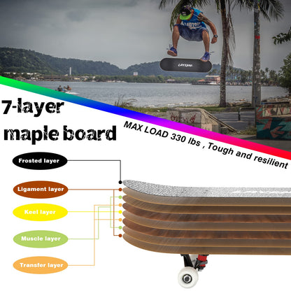 LAYENNE Skateboard Komplettboard 31 x 8 Zoll, Ahorn, ABEC-11, rot