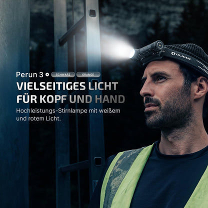 OLIGHT Perun 3 LED Stirnlampe, 3000 Lumen, wiederaufladbar, schwarz