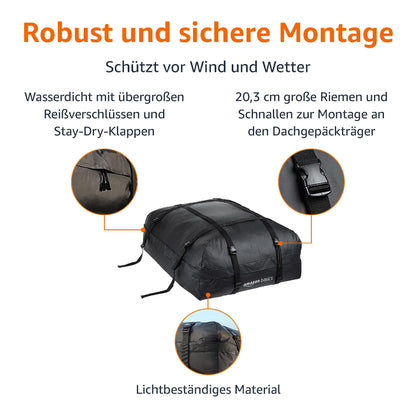 Amazon Basics Dachgepäckträger-Tasche 425 l, Schwarz