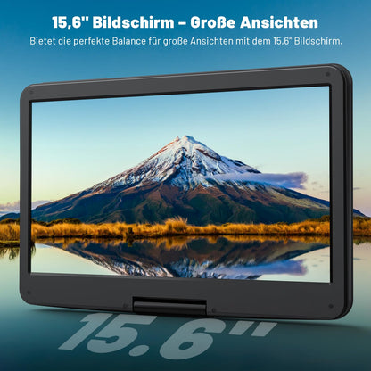 POFOTO Tragbarer DVD-Player mit 15,6 Zoll HD-Drehdisplay, Schwarz