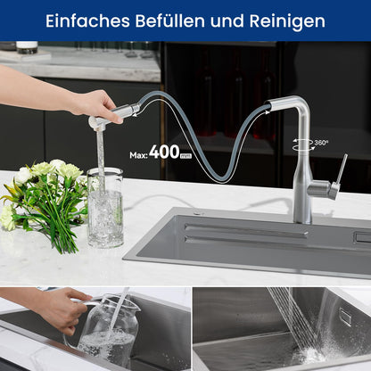 CECIPA Küchenarmatur Ausziehbar - Edelstahl Hochdruck