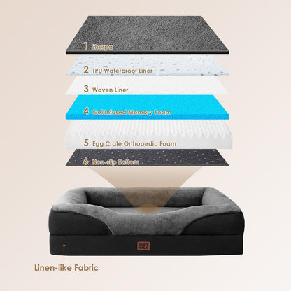 EHEYCIGA Orthopädisches Hundebett Memory Foam, Klein – Grau/Schwarz