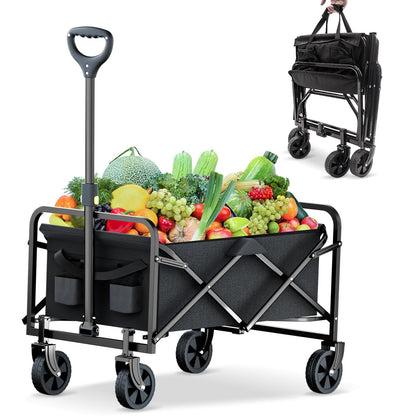 Rowce Bollerwagen faltbar, Handwagen für Strand und Garten, 120 kg – mit Getränkehalter und verstellbarem Griff