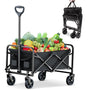 Rowce Bollerwagen faltbar, Handwagen für Strand und Garten, 120 kg – mit Getränkehalter und verstellbarem Griff