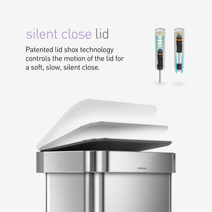 simplehuman CW2024 Rechteck Treteimer 45L gebürsteter Stahl