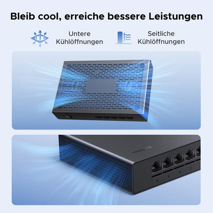 UGREEN 2.5G LAN Switch mit 5 Ports, unmanaged und lüfterlos