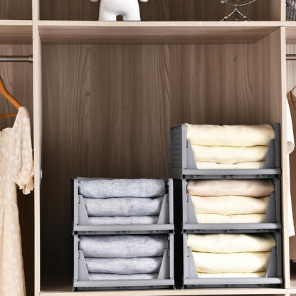 RMAN Kleiderschrank Organizer 4er Set, stapelbare Schubladenbox, grau