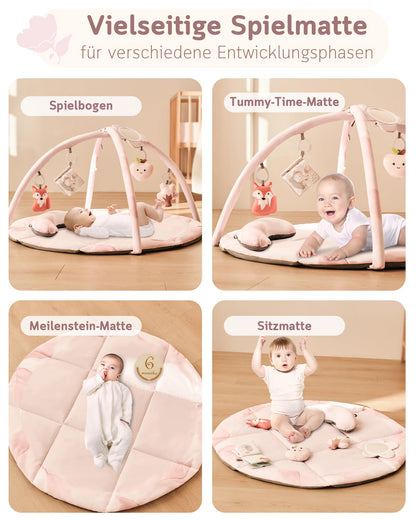 Fortella Spielbogen Baby Spielmatte – Naturthema Rosa