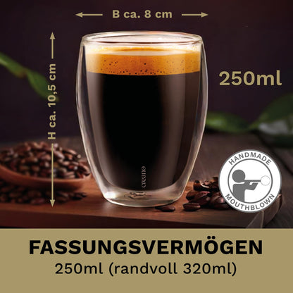 Creano Doppelwandige Trinkgläser 250 ml, 6er Set, spülmaschinenfest