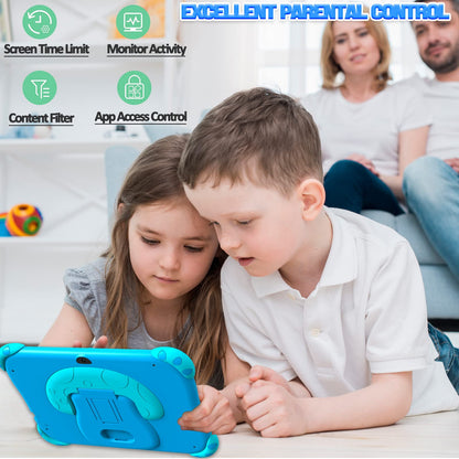 Ascrecem Kinder Tablet 7 Zoll Android Kindertablet 3-7 Jahre - blau