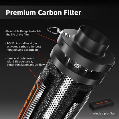 Spider Farmer Abluftset 100mm – GGS Controller WiFi, Aktivkohlefilter