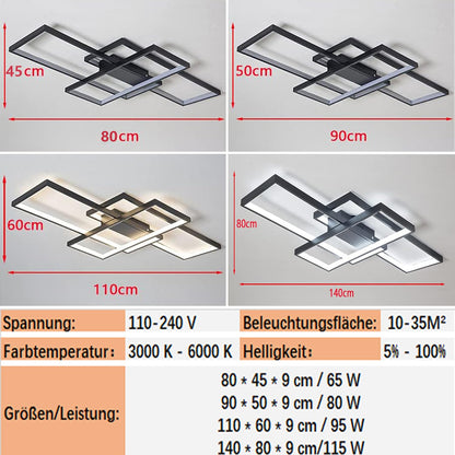 ANZHUANG LED Deckenleuchte Rechteckig Dimmbar Schwarz 80x45cm