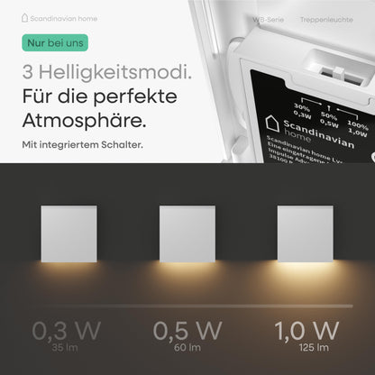 Scandinavian home 6er Set LED Treppenlicht Aussen/Innen Warmweiss
