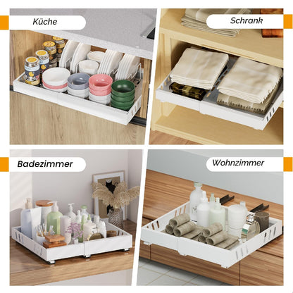 iHomara Teleskopschublade 2er-Set, Schrank-Organizer, 32-53 cm