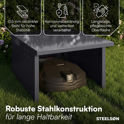 STEELSØN Drakon Mähroboter Garage aus verzinktem Stahl, Anthrazit