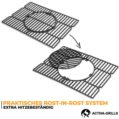 ACTIVA Angular Guss Holzkohlegrill mit Gusseisenrost