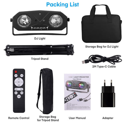 PartyLux 5-in-1 Discolicht Kaleidoskop mit Stativ - Fernbedienung