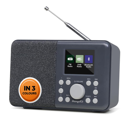 MangoKit MD3 DAB+/UKW Digitalradio mit Bluetooth, dunkelgrau, Farbdisplay und Teleskopantenne
