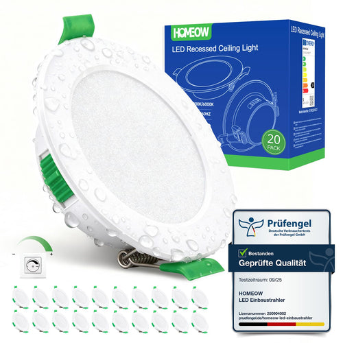 HOMEOW LED Einbaustrahler 20er Set Dimmbar 3-farbig 68mm