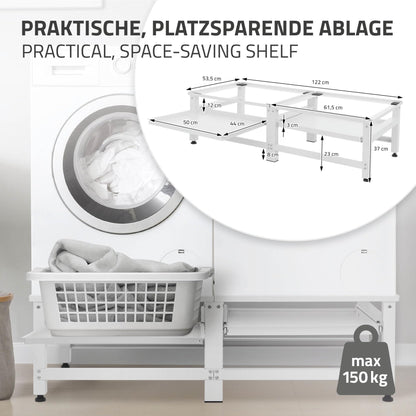 ML-Design Doppel Waschmaschinen-Untergestell – Weiss, 2 Ablagen